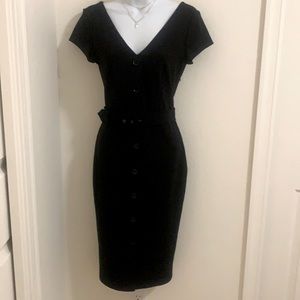 Gorgeous Express Black Fitted Dress with belt